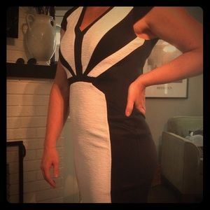 Thalia Sodi Blocked Mini Dress w/Cap Sleeves